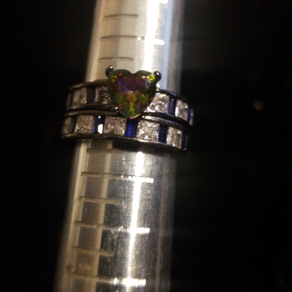 Blue and black ring set